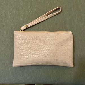 Blush pale pink snakeskin clutch/wristlet